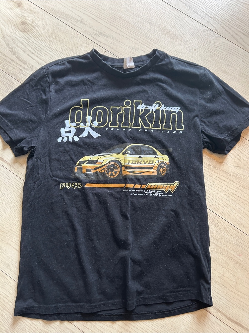 Dorikin Tokyo Car Club Graphic Tee - Black with Yellow Car